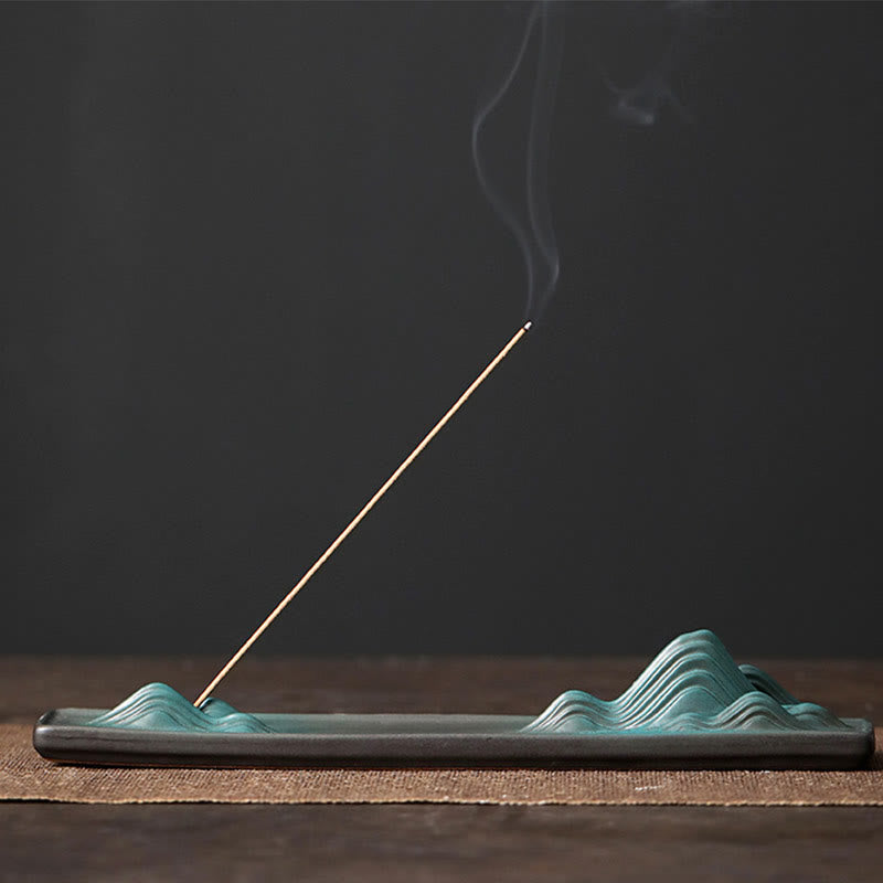 Buddha Stones Moon Rabbit PiXiu Mountain Healing Ceramic Stick Incense Burner Decoration - Mountain 23.6*4.1*3.4cm - image 17