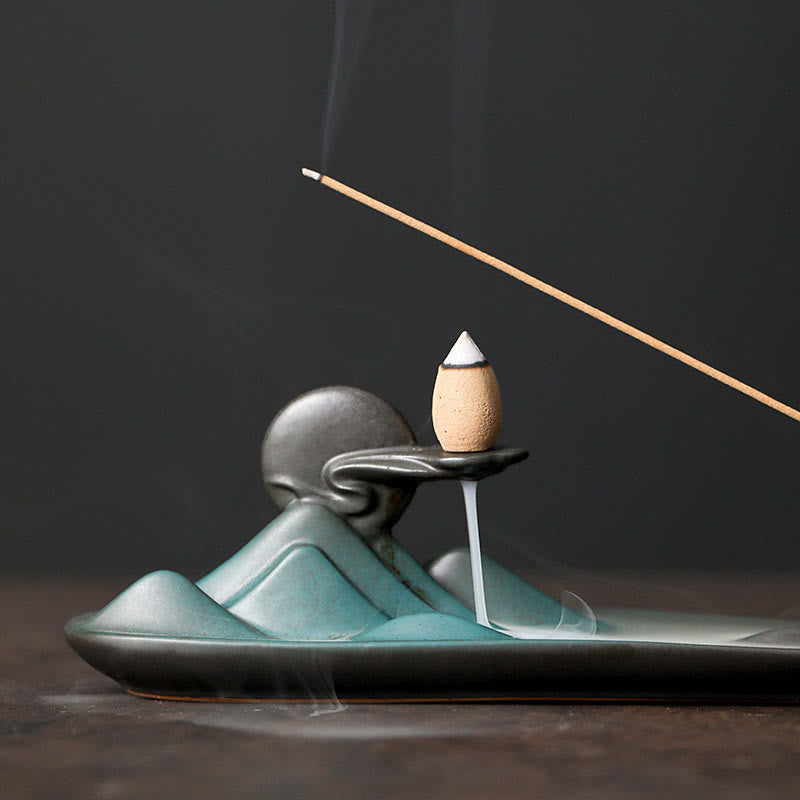 Buddha Stones Moon Rabbit PiXiu Mountain Healing Ceramic Stick Incense Burner Decoration - image 5