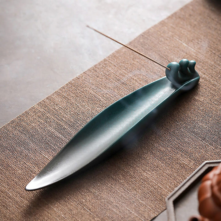 Buddha Stones Three Stones Waves Butterfly Bamboo Healing Ceramic Stick Incense Burner Decoration - image 9