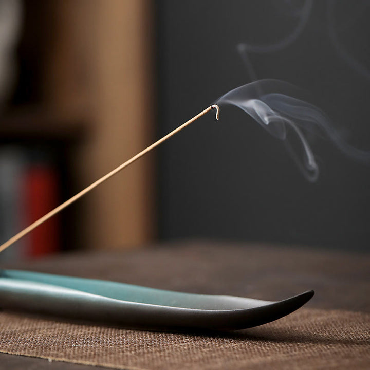 Buddha Stones Three Stones Waves Butterfly Bamboo Healing Ceramic Stick Incense Burner Decoration - image 18