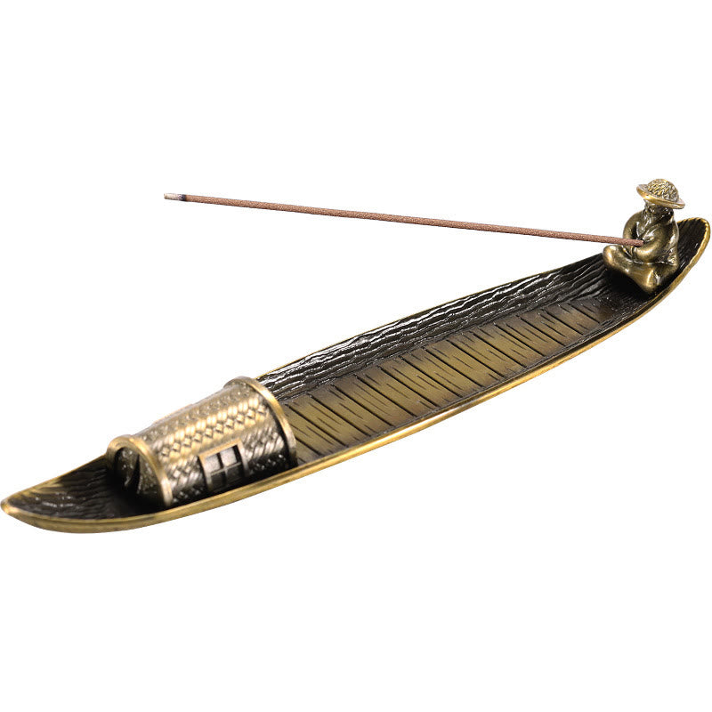 Buddha Stones Fisherman Boat Alloy Incense Stick Holder Healing Incense Burner Decoration - image 7