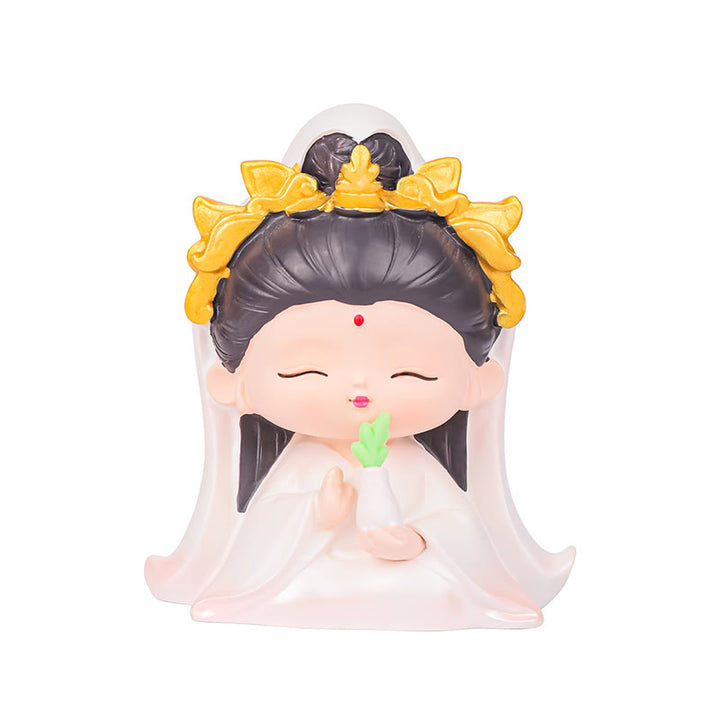 Buddha Stones Meditation Avalokitesvara Lotus Boy Girl Resin Statue Harmony Home Decoration - image 5