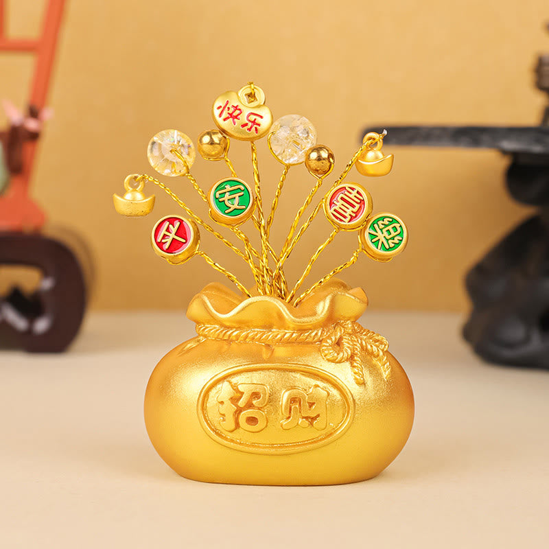 Buddha Stones Persimmon Peace and Safe Yellow Ingot Attract Wealth Resin Statue Harmony Home Decoration