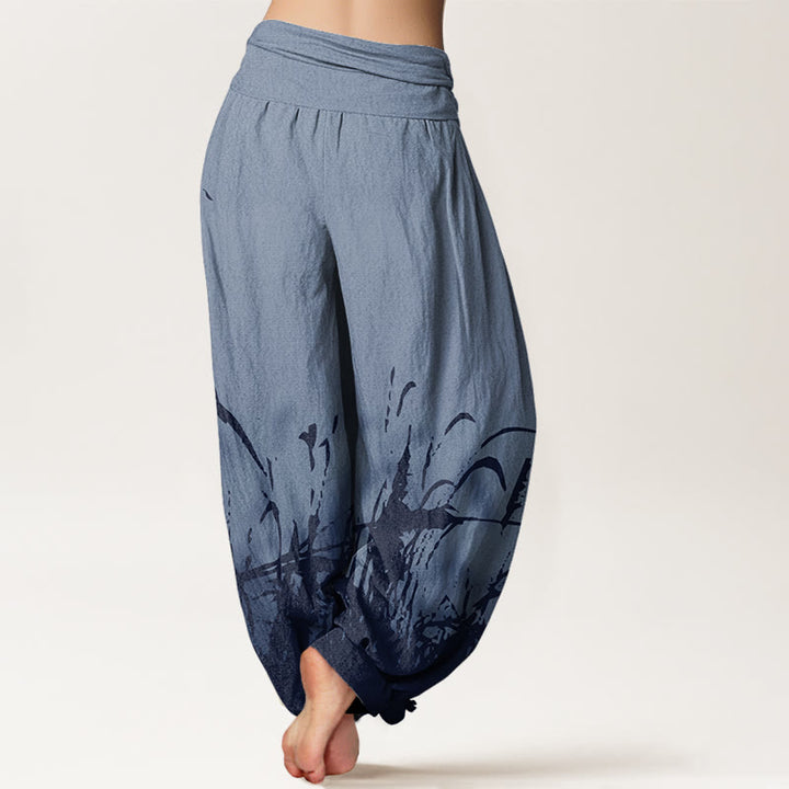 Buddha Stones Wild Grass Pattern Women's Elastic Waist Harem Pants - image 6