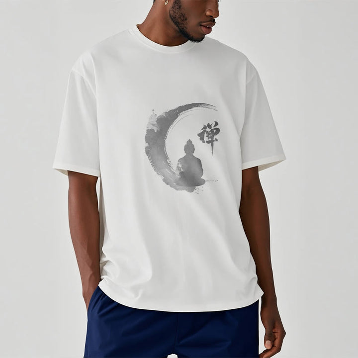 Buddha Stones Meditating Buddha Pattern Cotton Tee T-shirt - image 2