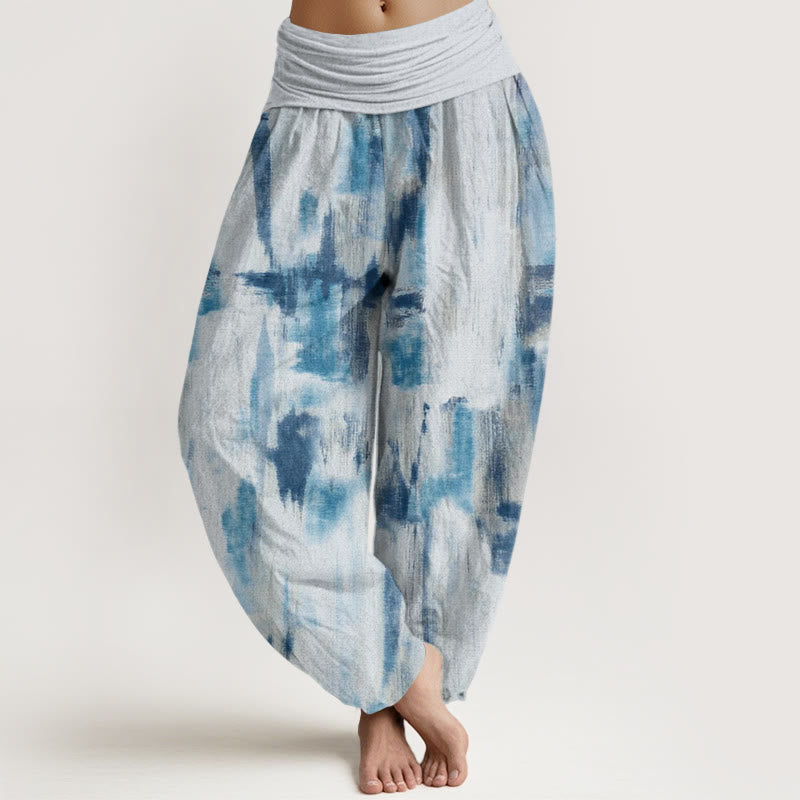 Buddha Stones Tie Dye Pattern Design Women's Elastic Waist Harem Pants