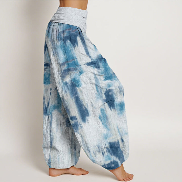 Buddha Stones Tie Dye Pattern Design Women's Elastic Waist Harem Pants