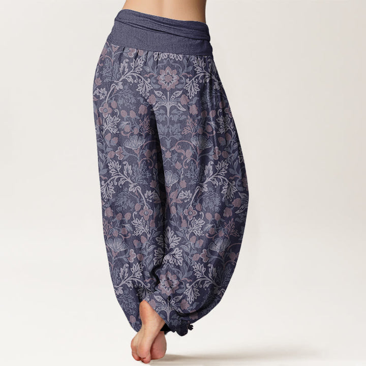Buddha Stones Casual Flower Vine Leaves Pattern Women's Elastic Waist Harem Pants - image 9
