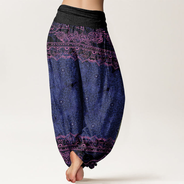 Buddha Stones Elegant Mandala Flowers Design Women's Elastic Waist Harem Pants - image 7