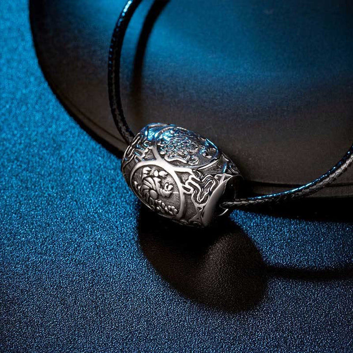 Buddha Stones Tibetan Om Mani Padme Hum Four Mythical Beasts Titanium Steel Wisdom Necklace Pendant - image 5