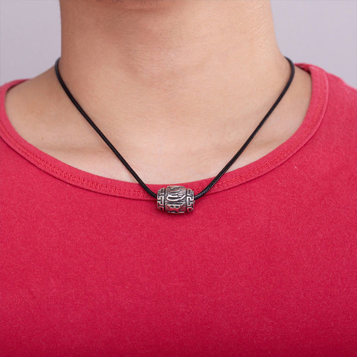 Buddha Stones Tibetan Om Mani Padme Hum Four Mythical Beasts Titanium Steel Wisdom Necklace Pendant - image 9