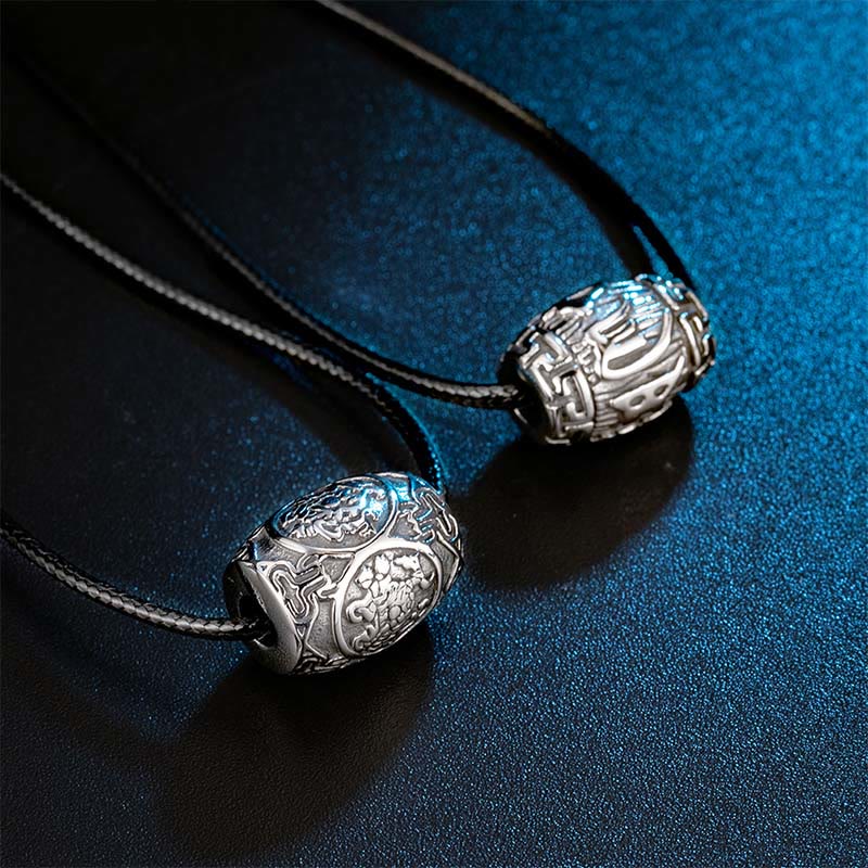 Buddha Stones Tibetan Om Mani Padme Hum Four Mythical Beasts Titanium Steel Wisdom Necklace Pendant - image 2