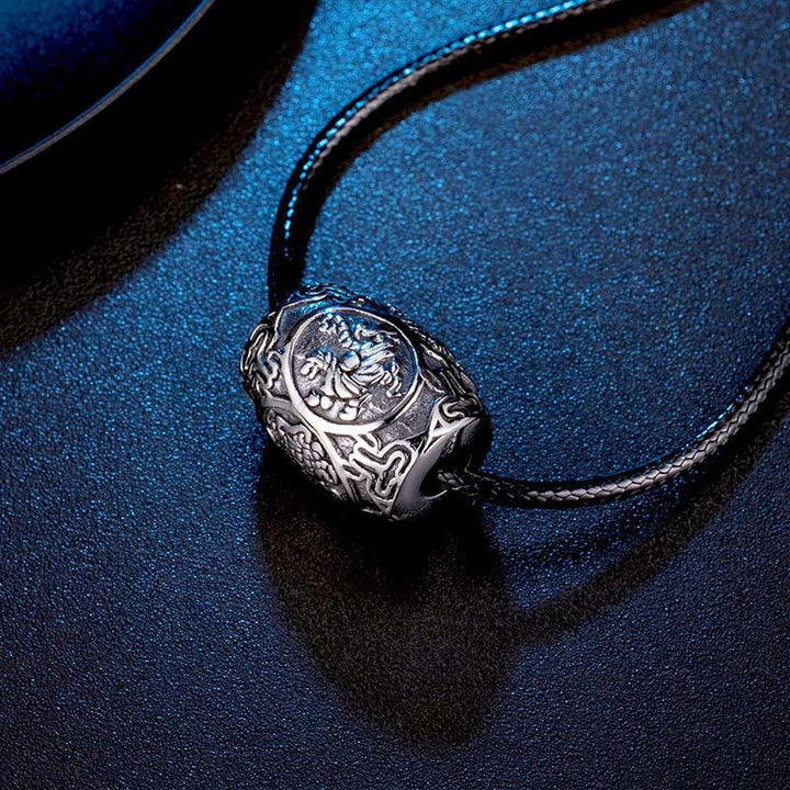 Buddha Stones Tibetan Om Mani Padme Hum Four Mythical Beasts Titanium Steel Wisdom Necklace Pendant - image 4