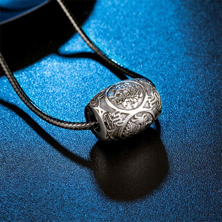 Buddha Stones Tibetan Om Mani Padme Hum Four Mythical Beasts Titanium Steel Wisdom Necklace Pendant - image 3