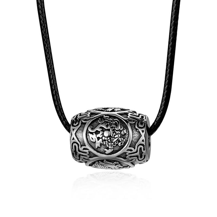 Buddha Stones Tibetan Om Mani Padme Hum Four Mythical Beasts Titanium Steel Wisdom Necklace Pendant - image 6