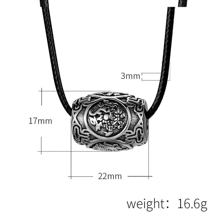 Buddha Stones Tibetan Om Mani Padme Hum Four Mythical Beasts Titanium Steel Wisdom Necklace Pendant - image 7