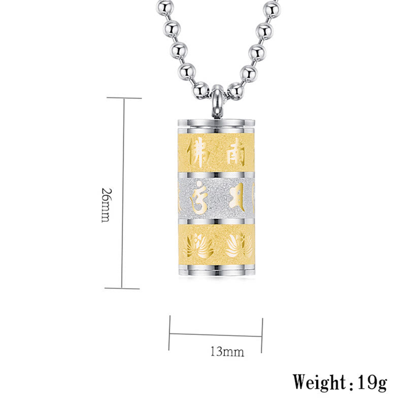 Buddha Stones Tibetan Om Mani Padme Hum Lotus Pattern Prayer Wheel Titanium Steel Peace Necklace Pendant - image 8