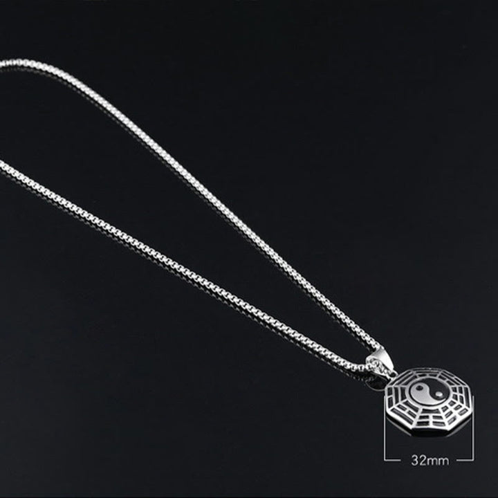 Buddha Stones Titanium Steel Bagua Yin Yang Pattern Balance Necklace Pendant - image 17