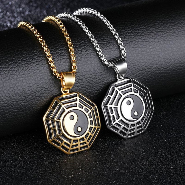 Buddha Stones Titanium Steel Bagua Yin Yang Pattern Balance Necklace Pendant - image 19