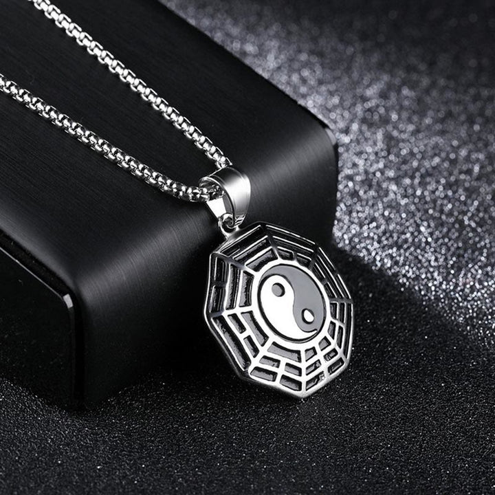 Buddha Stones Titanium Steel Bagua Yin Yang Pattern Balance Necklace Pendant - image 12