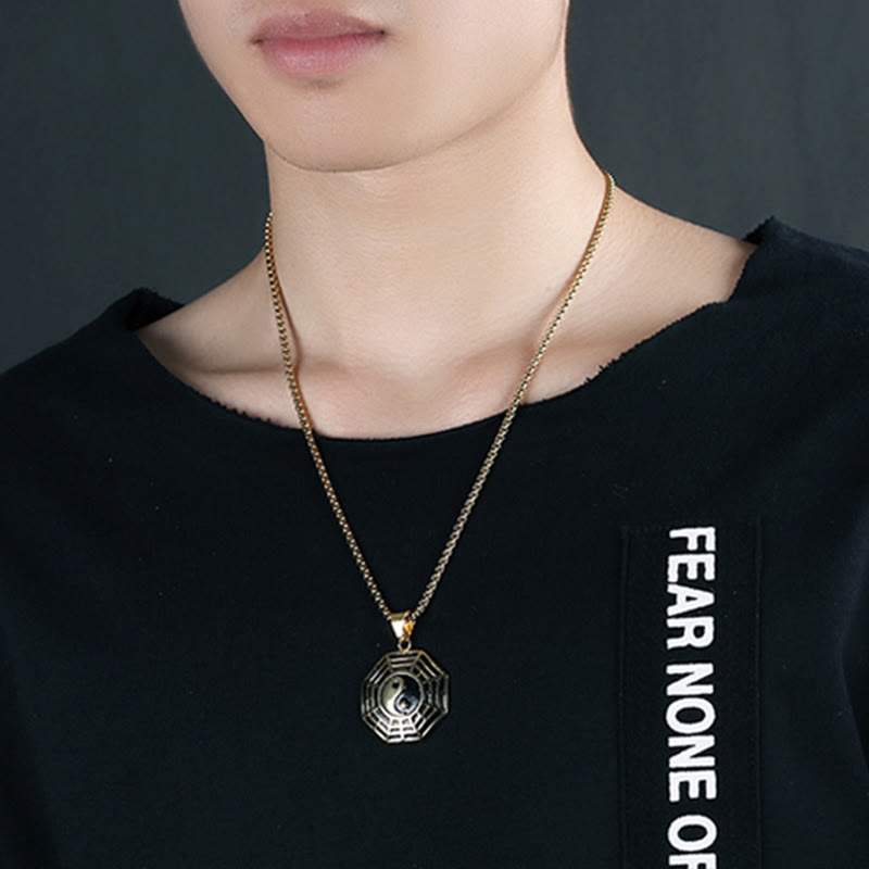 Buddha Stones Titanium Steel Bagua Yin Yang Pattern Balance Necklace Pendant - image 5