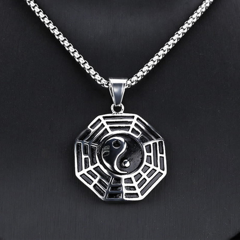 Buddha Stones Titanium Steel Bagua Yin Yang Pattern Balance Necklace Pendant - image 15