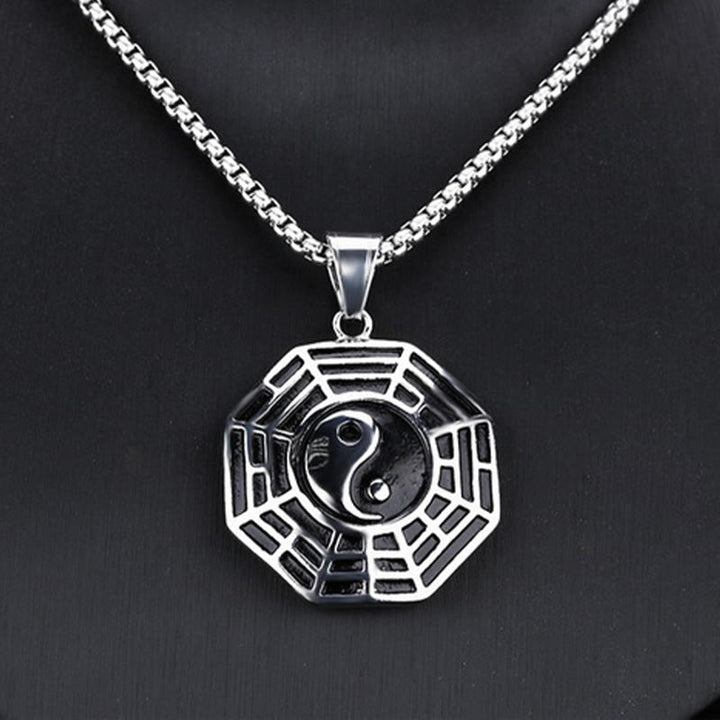 Buddha Stones Titanium Steel Bagua Yin Yang Pattern Balance Necklace Pendant - image 15