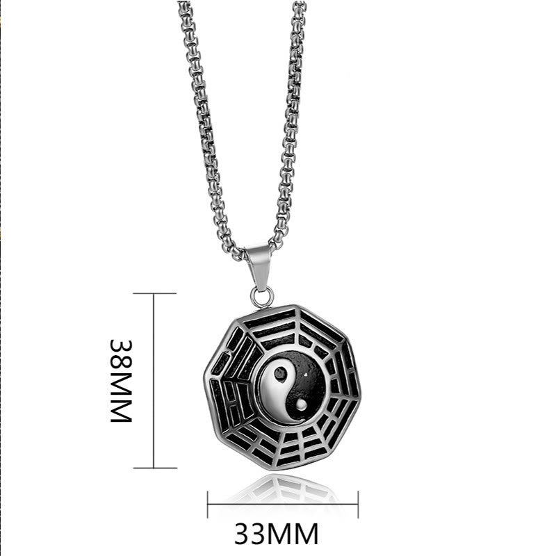 Buddha Stones Titanium Steel Bagua Yin Yang Pattern Balance Necklace Pendant - image 18