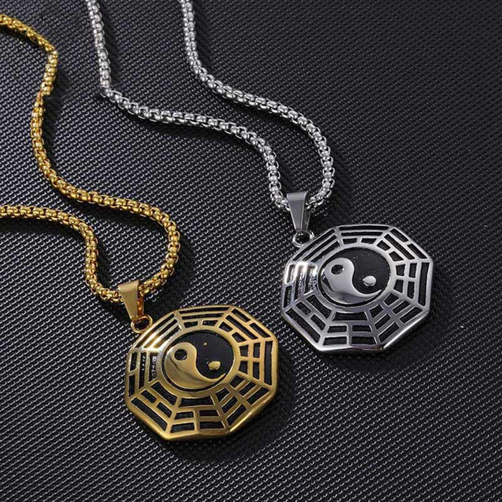 Buddha Stones Titanium Steel Bagua Yin Yang Pattern Balance Necklace Pendant - image 20
