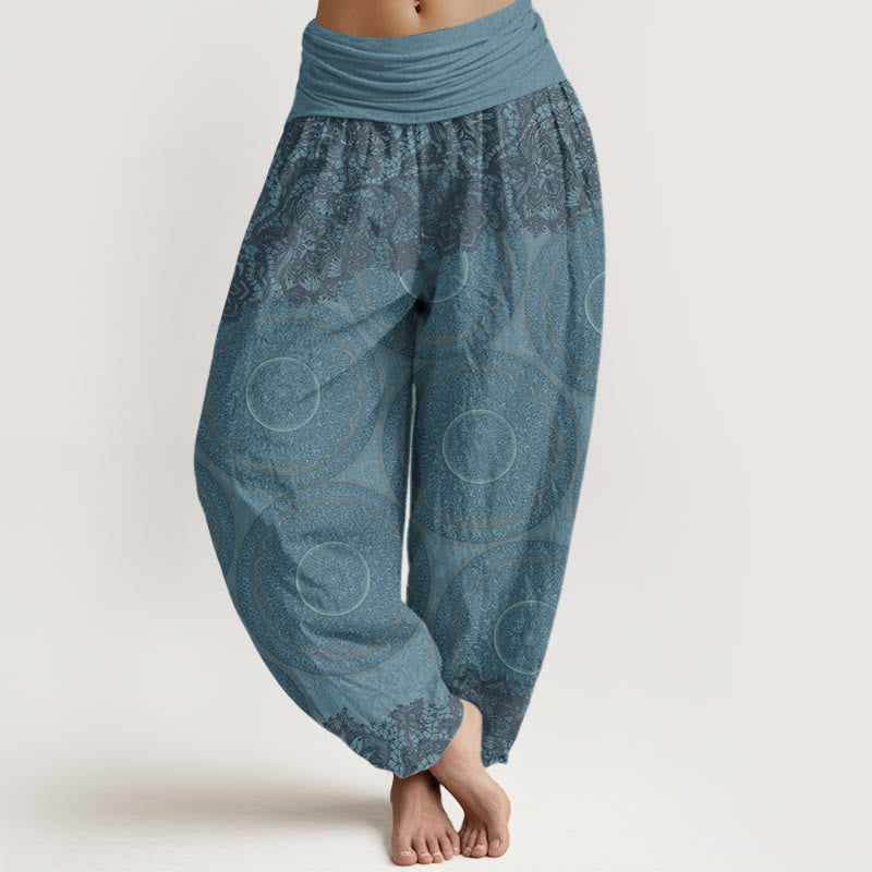 Buddha Stones Casual Flowers Compass Design Women's Elastic Waist Harem Pants - SkyBlue - US22，UK/AU26，EU54 (6XL) - image 1