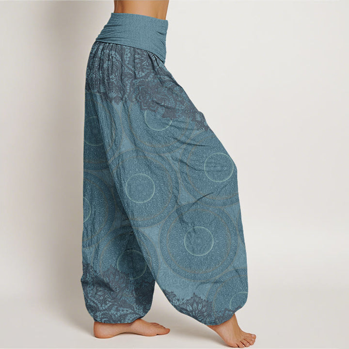 Buddha Stones Casual Flowers Compass Design Women's Elastic Waist Harem Pants - image 1