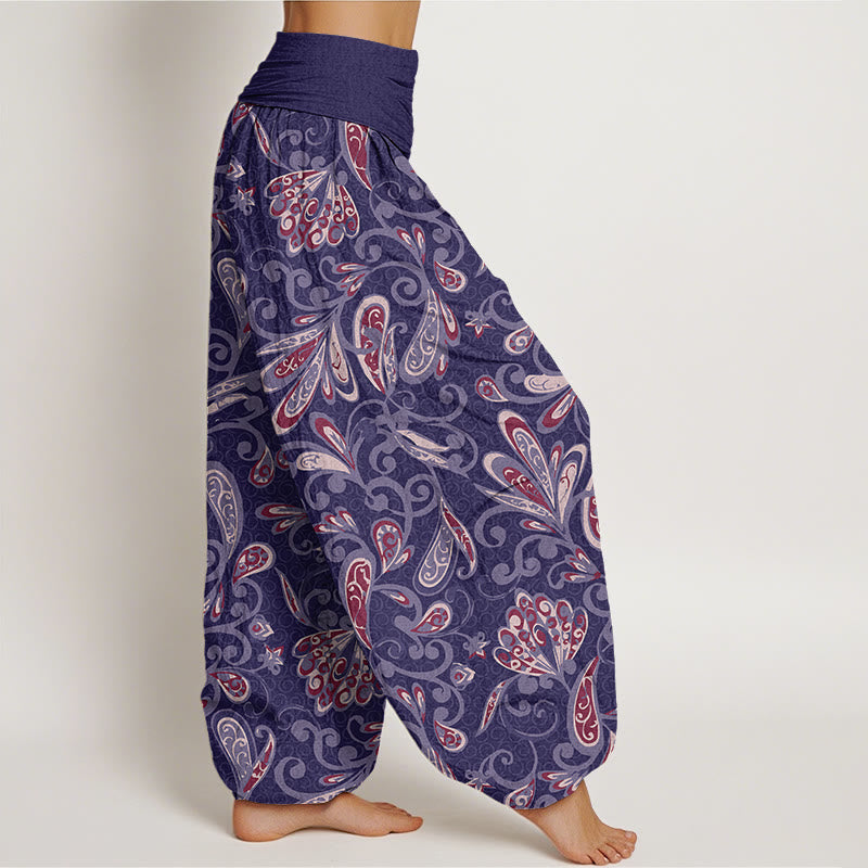 Buddha Stones Casual Flower Petals Design Women's Elastic Waist Harem Pants