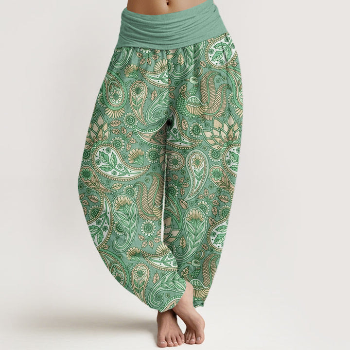 Buddha Stones Cashew Flower Peacock Sunflower Design Women's Elastic Waist Harem Pants - MediumAquamarine - US22，UK/AU26，EU54 (6XL) - image 4