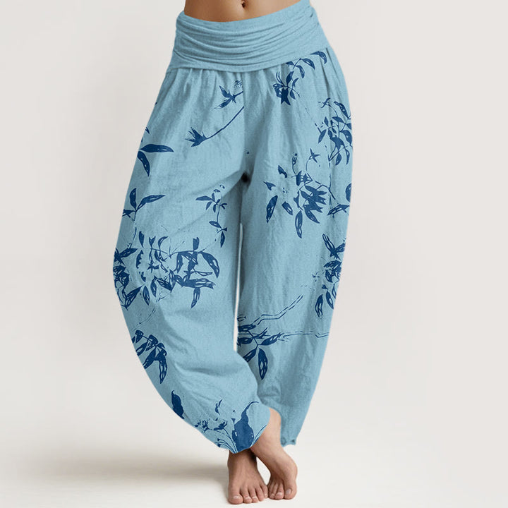 Buddha Stones Branch Pattern Women's Elastic Waist Harem Pants