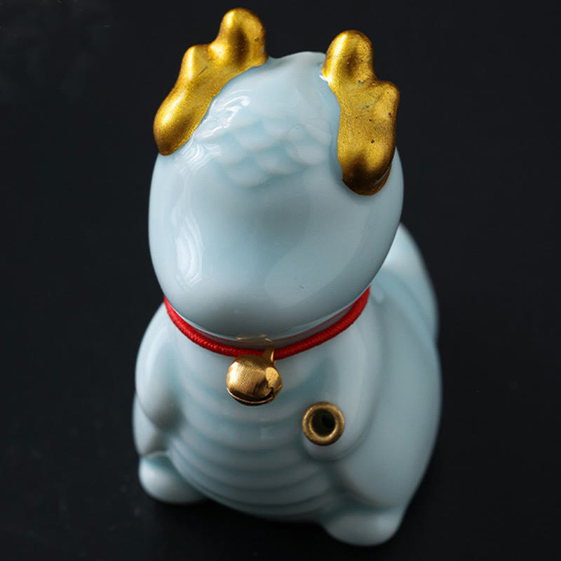 Buddha Stones Dragon Bell Healing Ceramic Incense Burner Desk Decoration