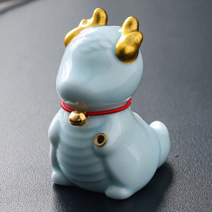 Buddha Stones Dragon Bell Healing Ceramic Incense Burner Desk Decoration