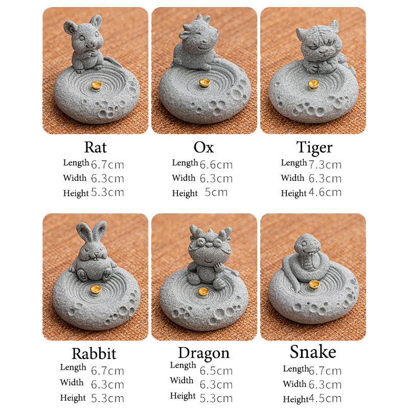 Buddha Stones Chinese Zodiac Healing Incense Burner Desk Decoration