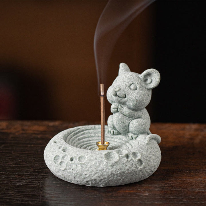 Buddha Stones Chinese Zodiac Healing Incense Burner Desk Decoration