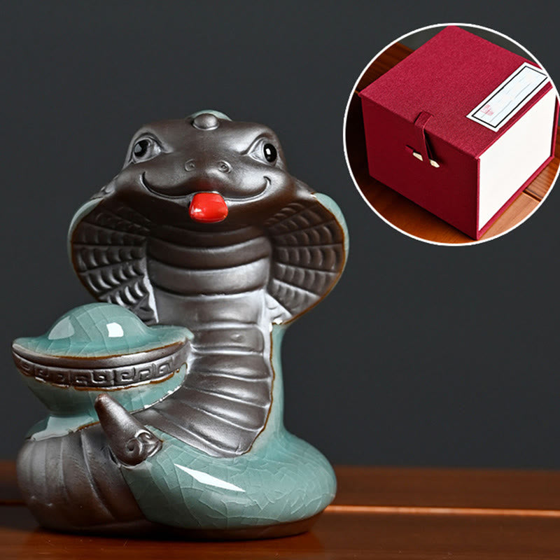 Buddha Stones Year Of The Snake Ingot Fu Character Ceramic Home Decoration