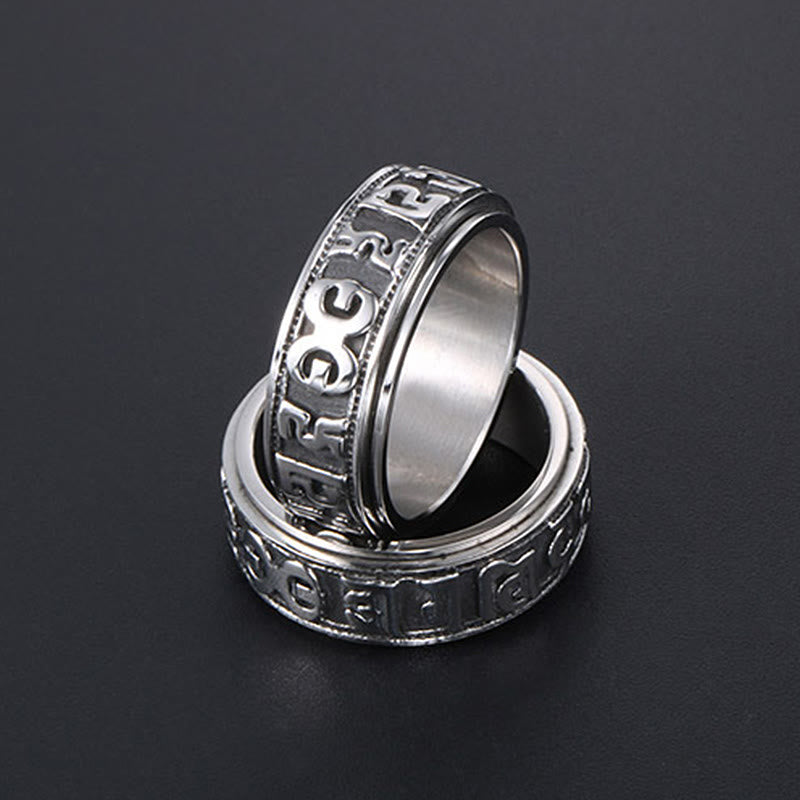 Buddha Stones Tibetan Om Mani Padme Hum Titanium Steel Spinner Balance Ring