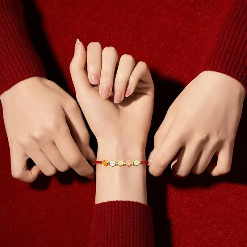 Buddha Stones Red String 925 Sterling Silver Five Ways God Of Wealth Connection Bracelet - image 4