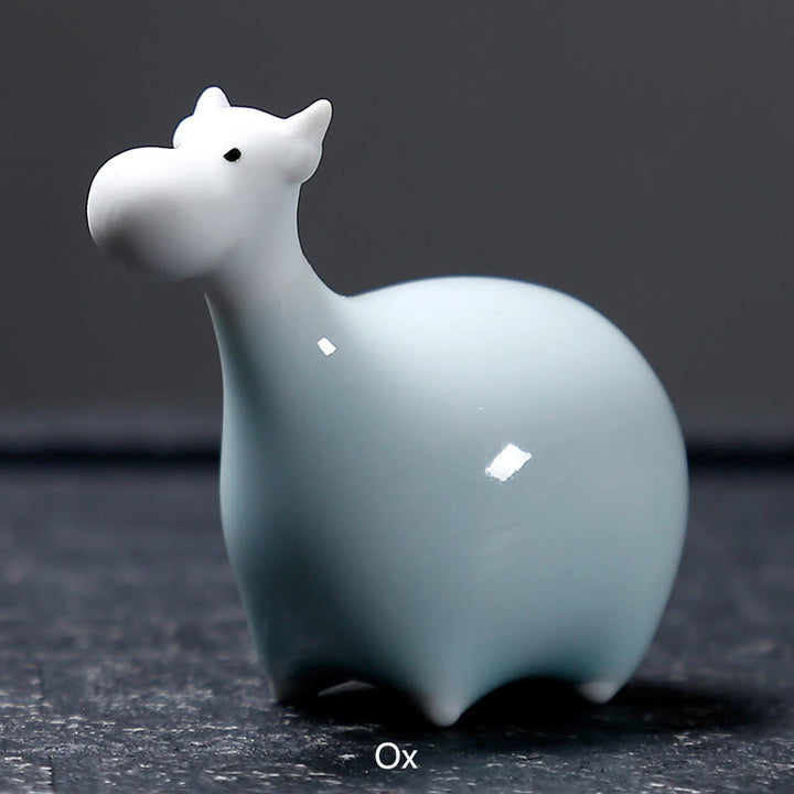 Buddha Stones Chinese Zodiac Ceramic Tea Pet Home Decoration - White Ox 6.5*6cm - image 20