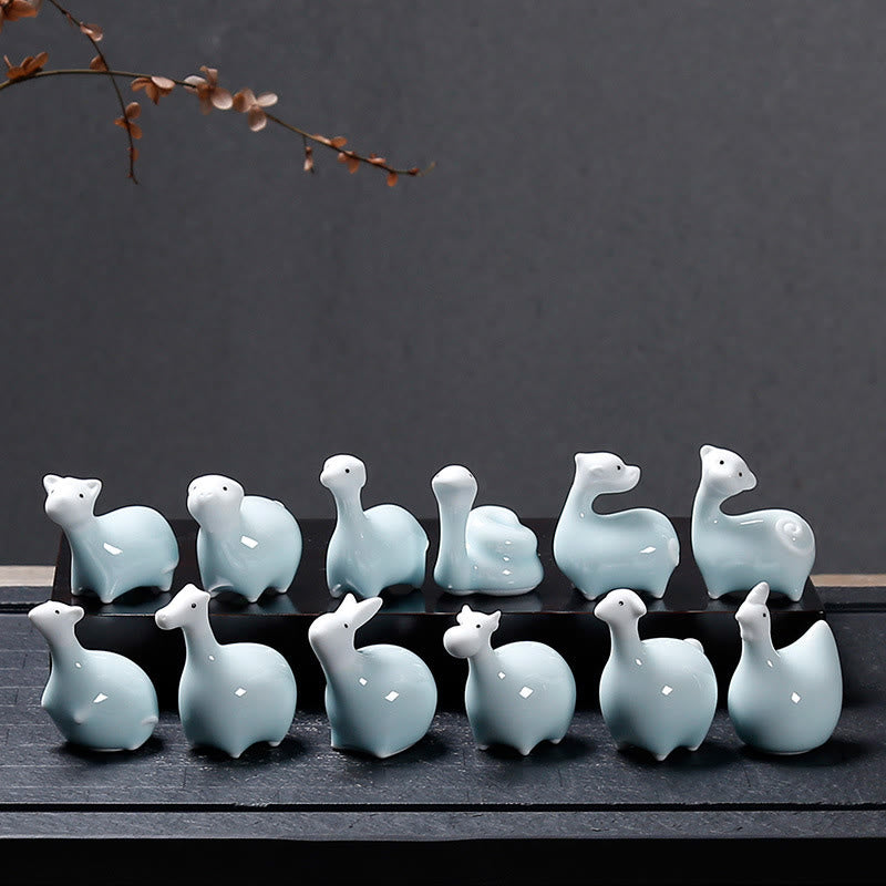 Buddha Stones Chinese Zodiac Ceramic Tea Pet Home Decoration