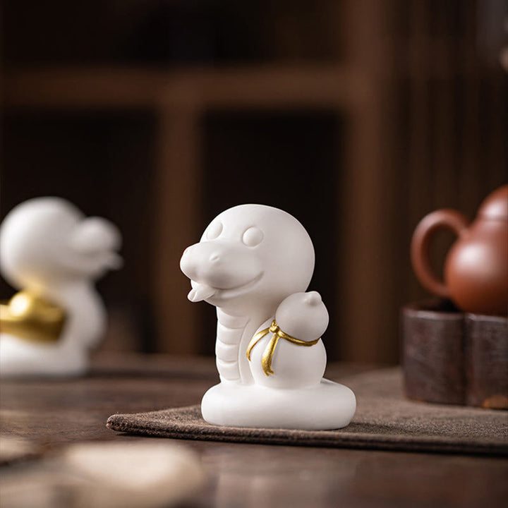 Buddha Stones Year Of The Snake Ingot Gourd Ceramic Home Decoration