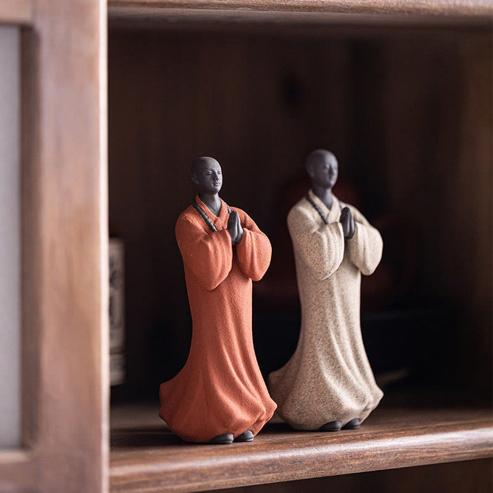 Buddha Stones Meditating Praying Monk Figure Ceramic Compassion Serenity Home Decoration - image 7