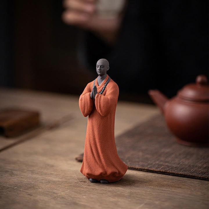 Buddha Stones Meditating Praying Monk Figure Ceramic Compassion Serenity Home Decoration - image 5