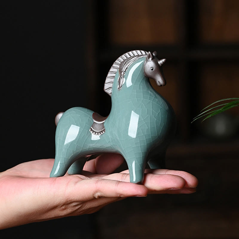 Buddha Stones Head Down Up Horse Ceramic Success Freedom Home Decoration - image 3