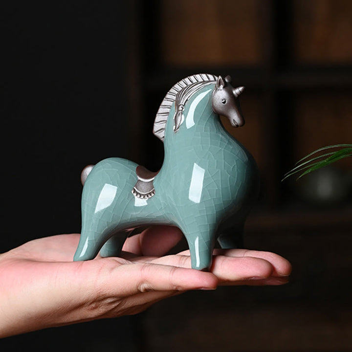 Buddha Stones Head Down Up Horse Ceramic Success Freedom Home Decoration - image 3