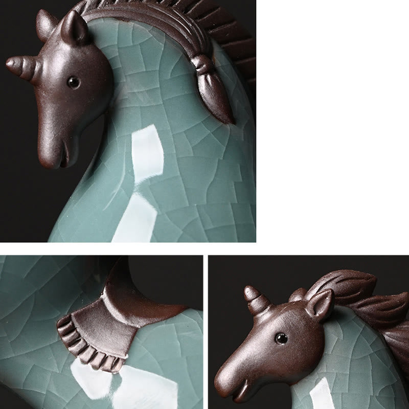 Buddha Stones Head Down Up Horse Ceramic Success Freedom Home Decoration - image 10