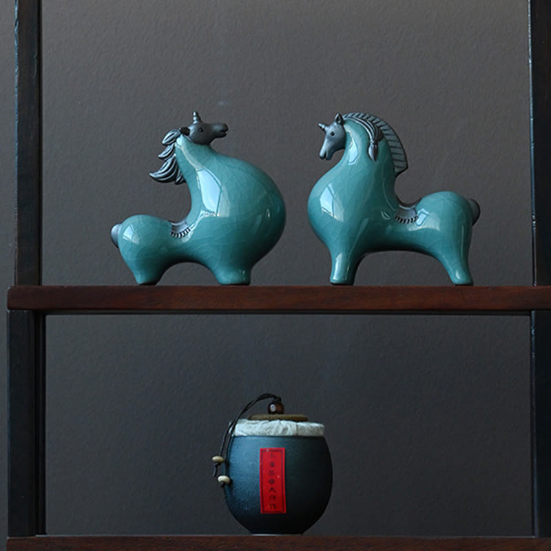 Buddha Stones Head Down Up Horse Ceramic Success Freedom Home Decoration - image 20